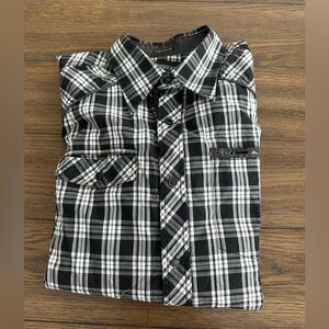 Buckle Black, Black and White‎ Plaid Men's Shirt size medium